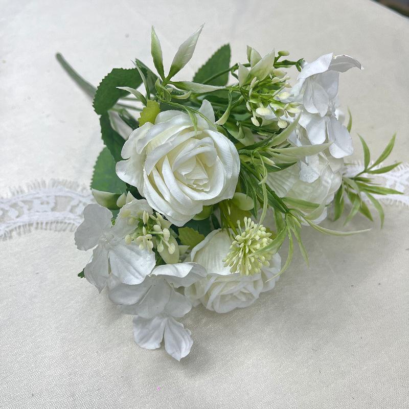 

4-х компонентная роза гортензия комбинированный цветок искусственный цветок розы стол маленький шелковый цветок роза украшение