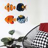 4 Stück Holzfisch Nautische Wanddekoration Rustikal Fischschwarm Wandkunst Küstenthema Ozean Wandskulptur für Seehaus Zuhause Badezimmer Schlafzimmer