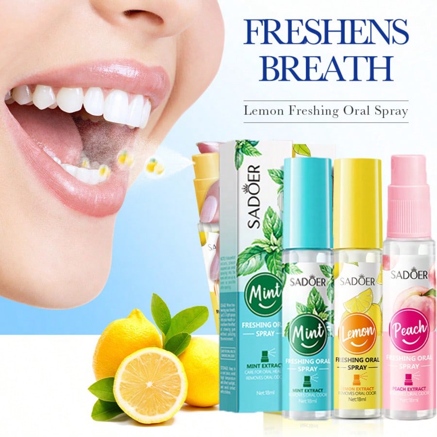 Lemon/Mint/Peach Breath Freshener Oral Spray For Eliminating Bad Breath,Fruit Flavored Mouth Freshen