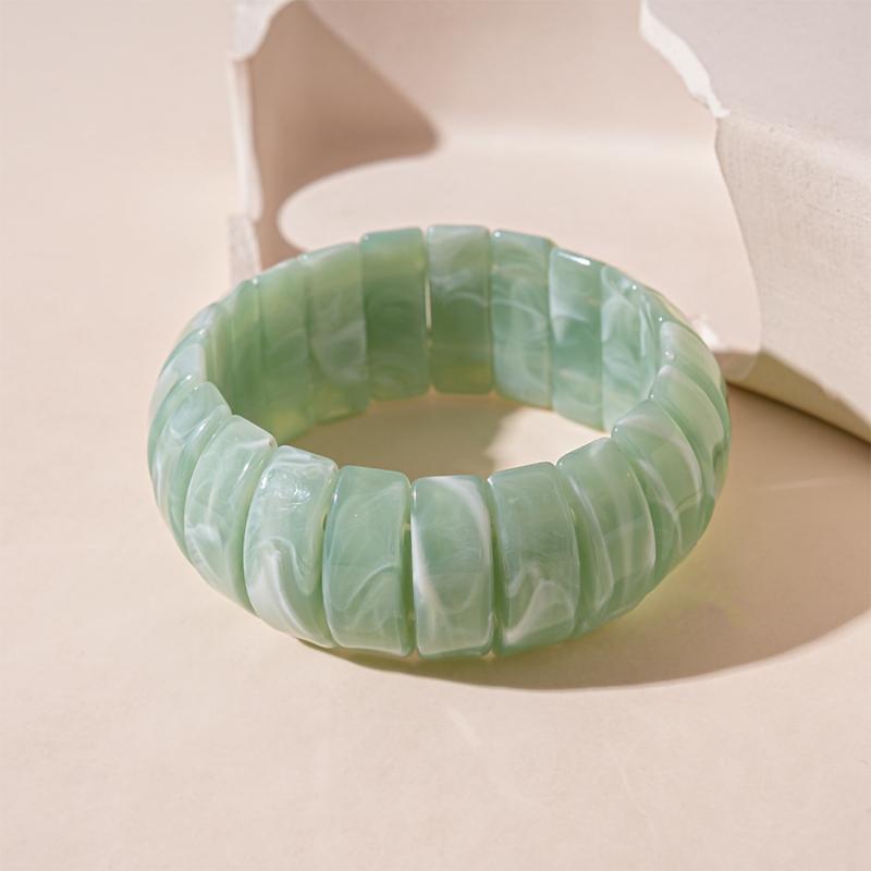 Vintage Acrylic Bamboo Beads Bracelet For Women Multi Color Stretchy Resin Girls Charm Couple Bangles Gift Men Jewelry