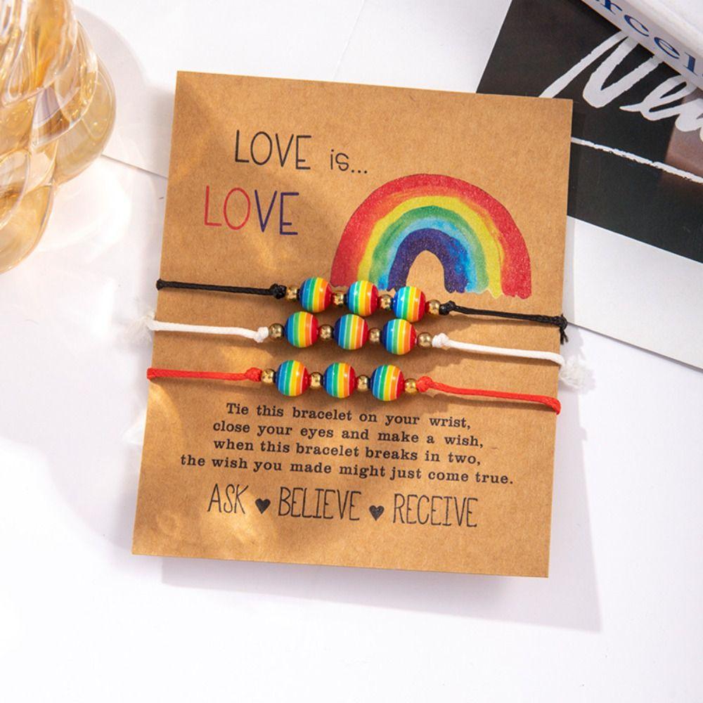 3Pcs/set Boho Rainbow Beaded Bracelet Colorful Friendship Braided Rope Couple Bracelet  Couples