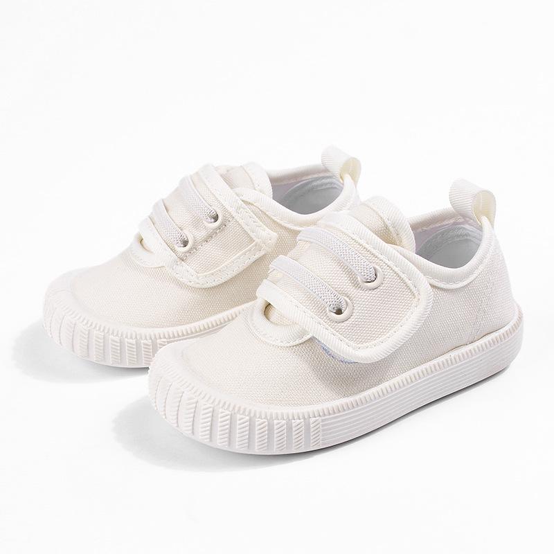 Kids' Soft Sole Velcro Canvas Shoes - White for Spring/Autumn