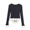 Autumn V-neck Color Block Flare Sleeve Knit Cardigan