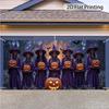 2D plane featuring 6 witches glowing pumpkin lanterns and bats - durable polyester fabric suitable for autumn partieszyc