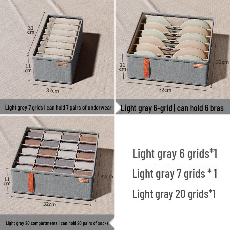 

Tianshan Hemp Multifunctional Underwear Storage Box with Compartments Small 7 compartments (32*16*11 cm) for underpants