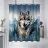 1 ks sprchový závěs s potiskem vlků akvarelovým vzorem, voděodolný a omyvatelný, s 12 háčky, do koupelny, sprchového koutu, vany, pro domácí použití