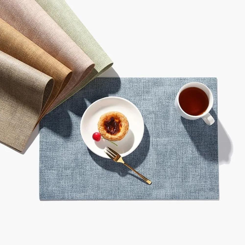 

4pcs PU Leather Placemat Nordic Style Dish Mat Durable Tableware Mat Restaurant хакі