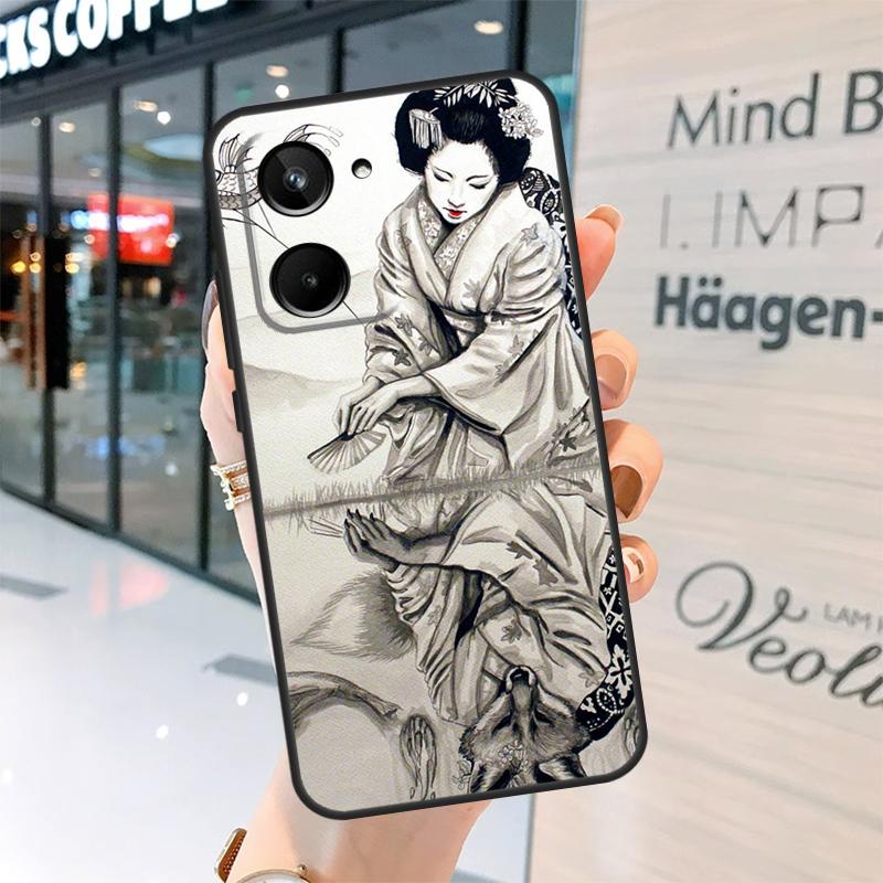 Japanese Geisha Case For Realme 15 13 12 10 11 14 Pro Plus GT6 GT7 C15 C35 C53 C55 C61 C63 C65 C67 C71 C75