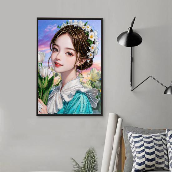 1 Σετ Ζωγραφική με Στρας DIY Κινούμενα Σχέδια Γλυκό Κορίτσι Λουλούδι Ζωγραφική με Στρας Κιτ Τέχνης Διακόσμηση Σπιτιού