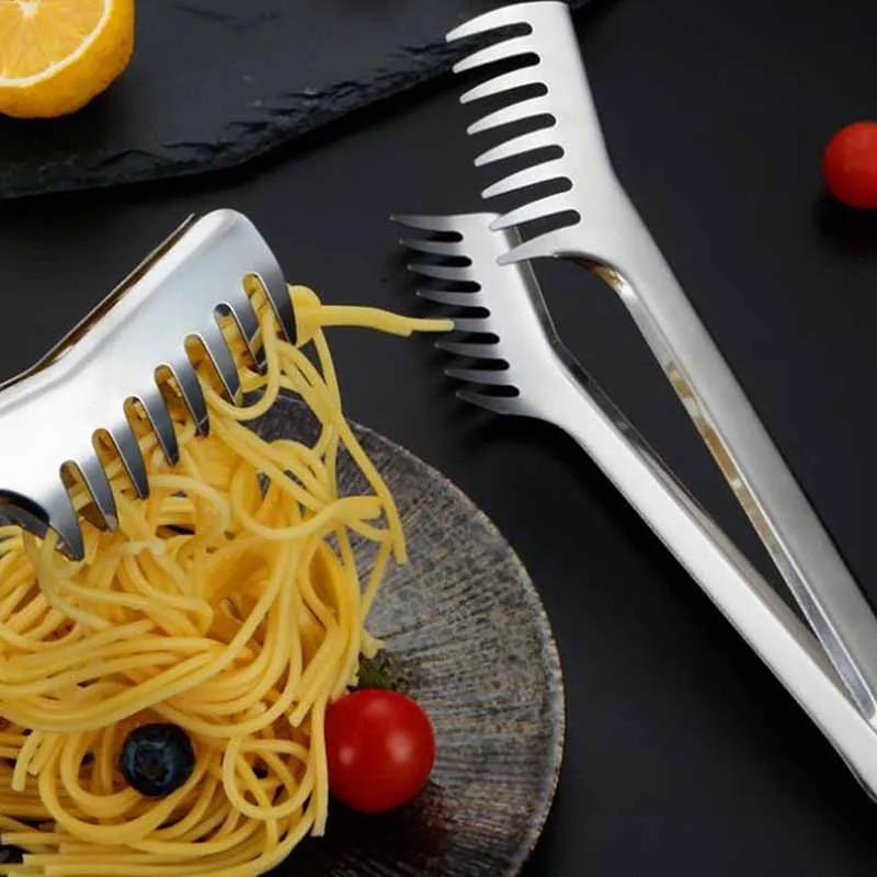Multifunctional Stainless Steel Food Clip Barbecue Spaghetti Tongs Pasta Forks Kitchen Tools