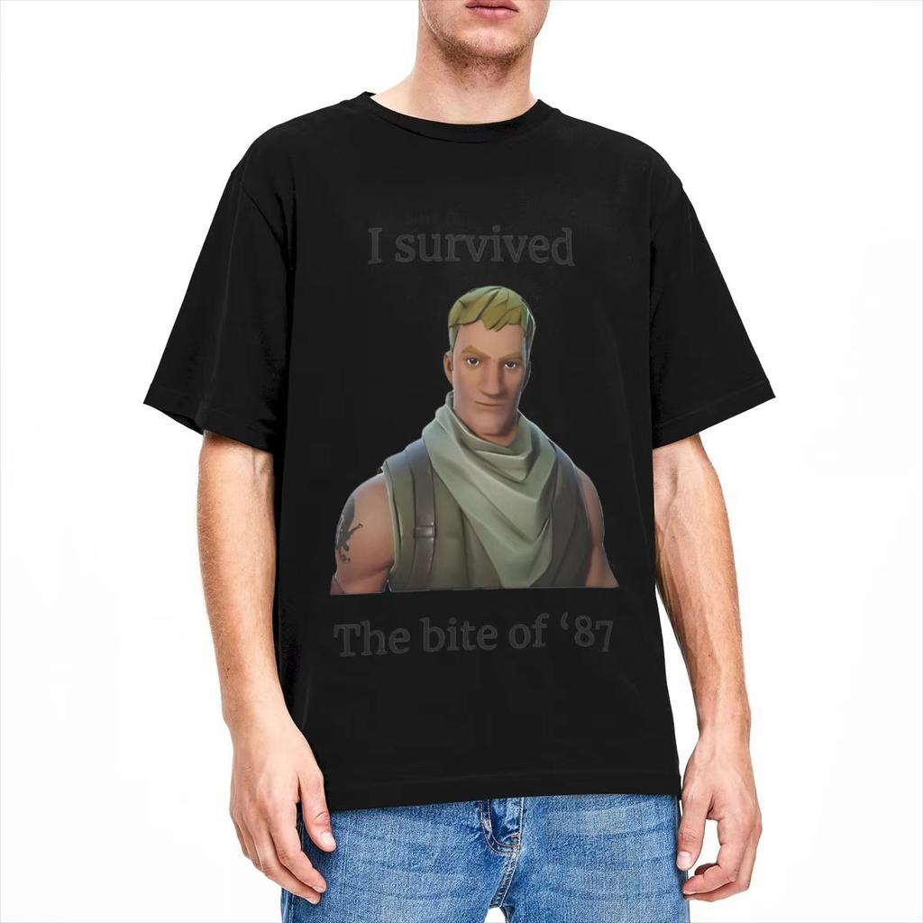 Fortnitions I Survived The Bite of 87 T-Shirt Men's Women Shooting Game Humor Cotton Tees Crewneck Top Plus Size Casual Clothing