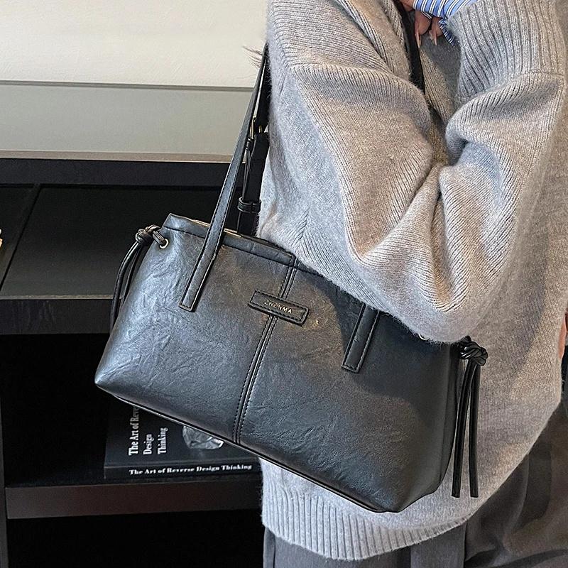 Small PU Leather Tote Bag for Women Square Shoulder Bags 2025 Designer Luxury Brand Solid Color Handbags and Purses