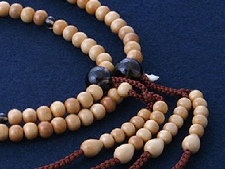 Kyoto Butsudan Hayashi Buddhistische Gebetsperlen, Shingon-Buddhismus, 1,2 Shaku (2,5cm), Buchsbaum mit braunem Quarz (Herren), Formeller, authentischer Stil