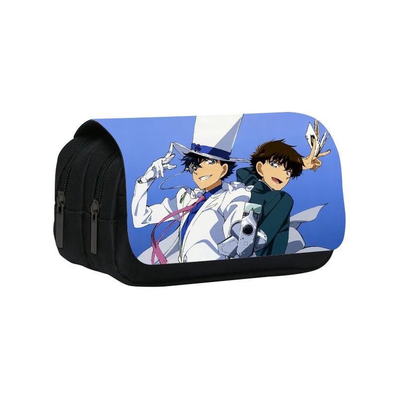 Detective Conan Double Layer Pencil Case Large Capacity Storage Organizer For Students