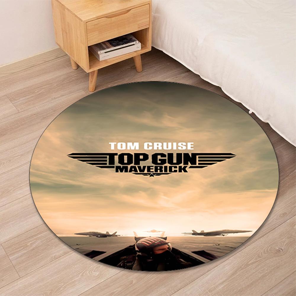 Top Gun Printed Round Rug Carpet Chair Rug Area Rug Entryway Doormats,for Office Chair Living Room Bedroom Kitchen Room.