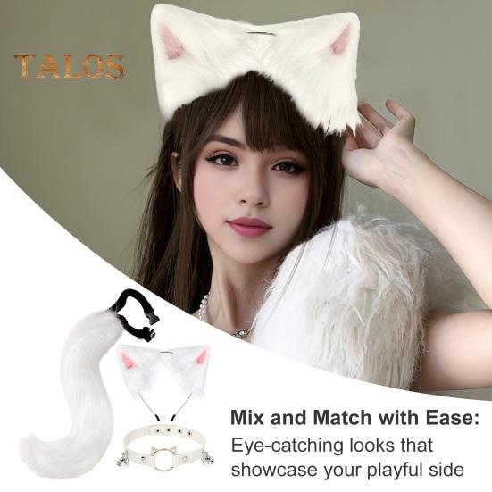 

1 комплект для косплея, поддельный лисий хвост, ошейник, мягкий, пушистый, плюшевый, регулируемый обхват талии, нескользящий, для выступлений, клубных танцев, костюмы для пати белый