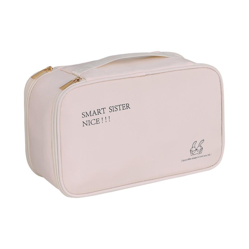 

Многоразовый мешок для хранения нижнего белья, экономящий место, косметичка для одежды, дорожный органайзер для бюстгальтеров, для женщин бежевый