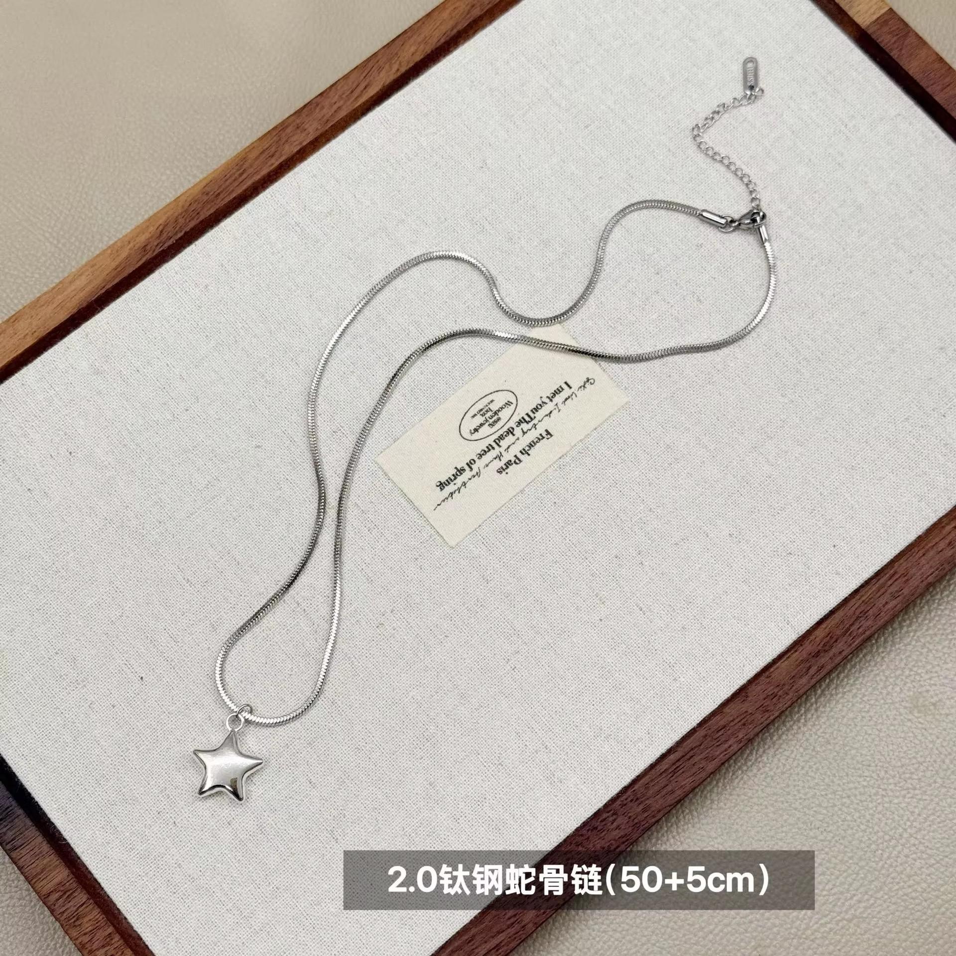 

Korean Fashion Trend Punk Silver Color Star Pendant Adjustable Snake Chain Necklace For Men Women Rock Grunge Accessories