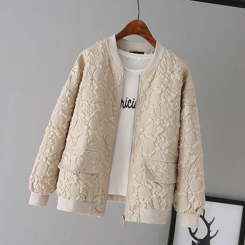 Women's Casual Lace Plus Size Short Windproof Jacket Single Layer Baseball Clothing Tops
