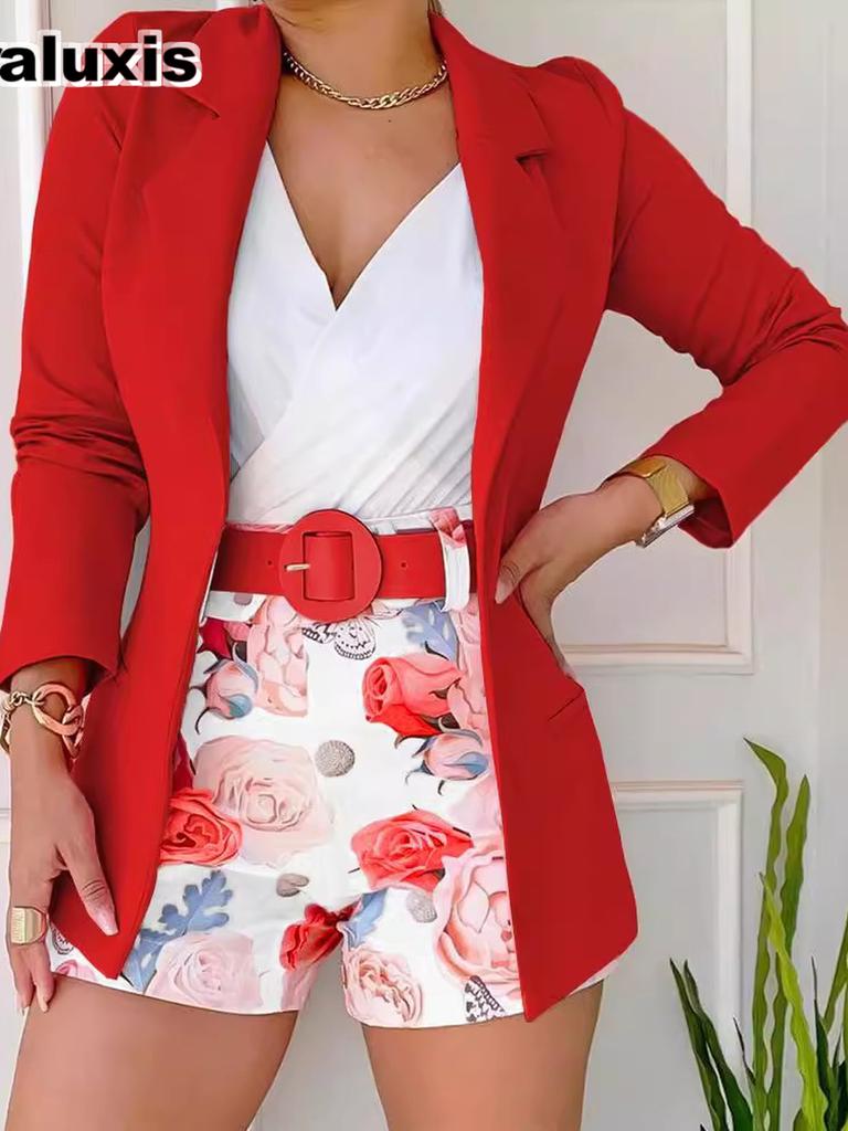New Style Set Shorts Mini Suit Outfit with Belt