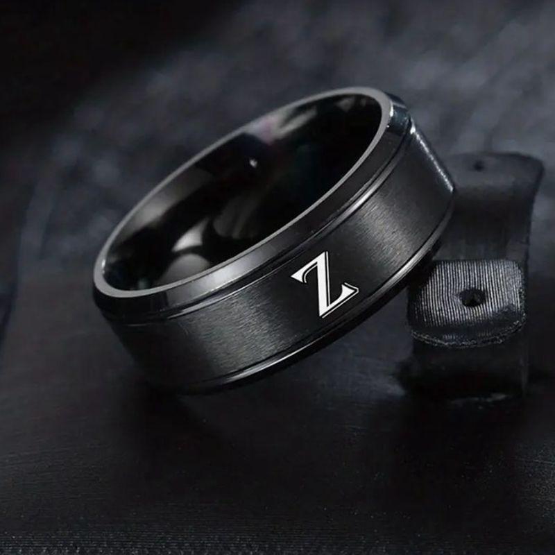 

Модное кольцо с 26 английскими буквами и двойными скошенными краями, мужское кольцо из нержавеющей стали 13