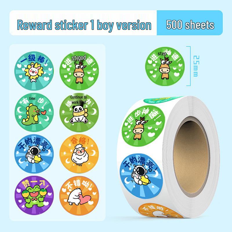 Teacher s Classroom Reward Stickers: Cute Self-Adhesive Cartoon Stickers for Marking Homework