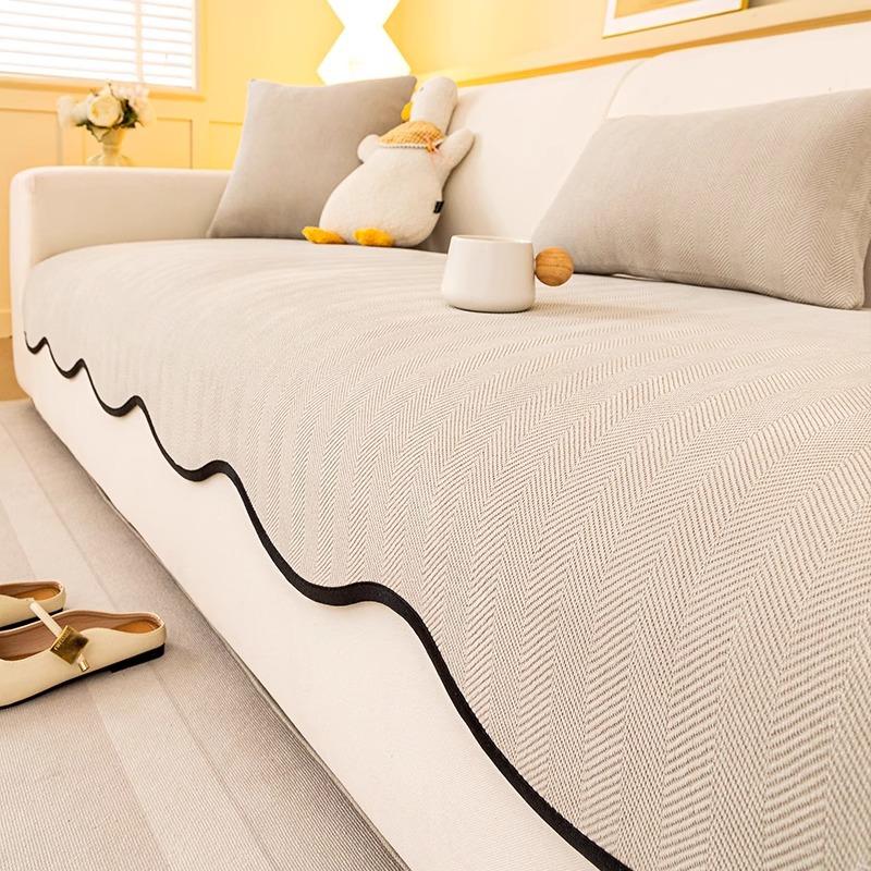 2025 New Irregular Special-shaped Sofa Cushion, Universal In All Seasons, Advanced Herringbone Pattern Seat Cushion, Non-slip Cover Cloth Towel