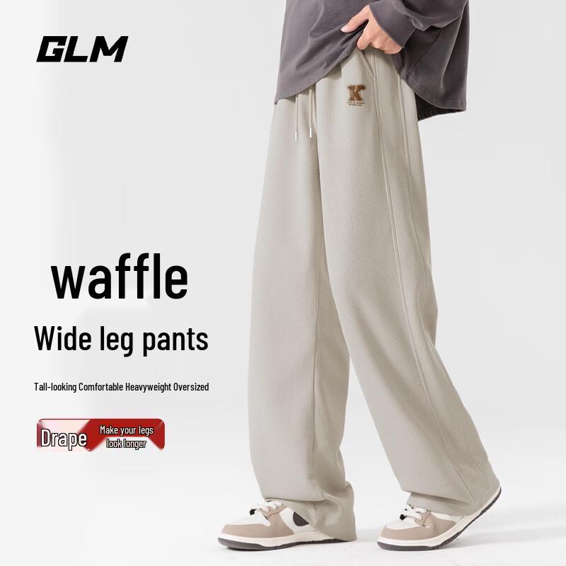 

GLM Men s Waffle Knit Loose Wide-Leg Casual Pants 3XL