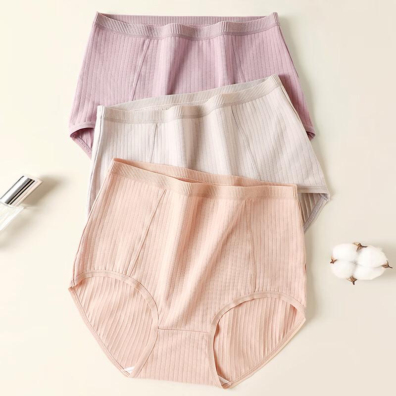 LANGSHA Women's Plus Size 7A Antibacterial High Waist Seamless Briefs 3-Pack