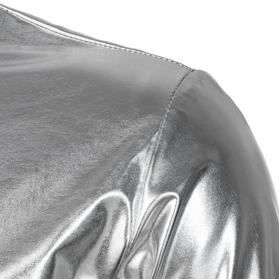 Pánská funkční košile Lesklý povrch Límeček Jednořadý Dlouhé Rukávy Knoflíky Satin Club Party Stage Show Košile