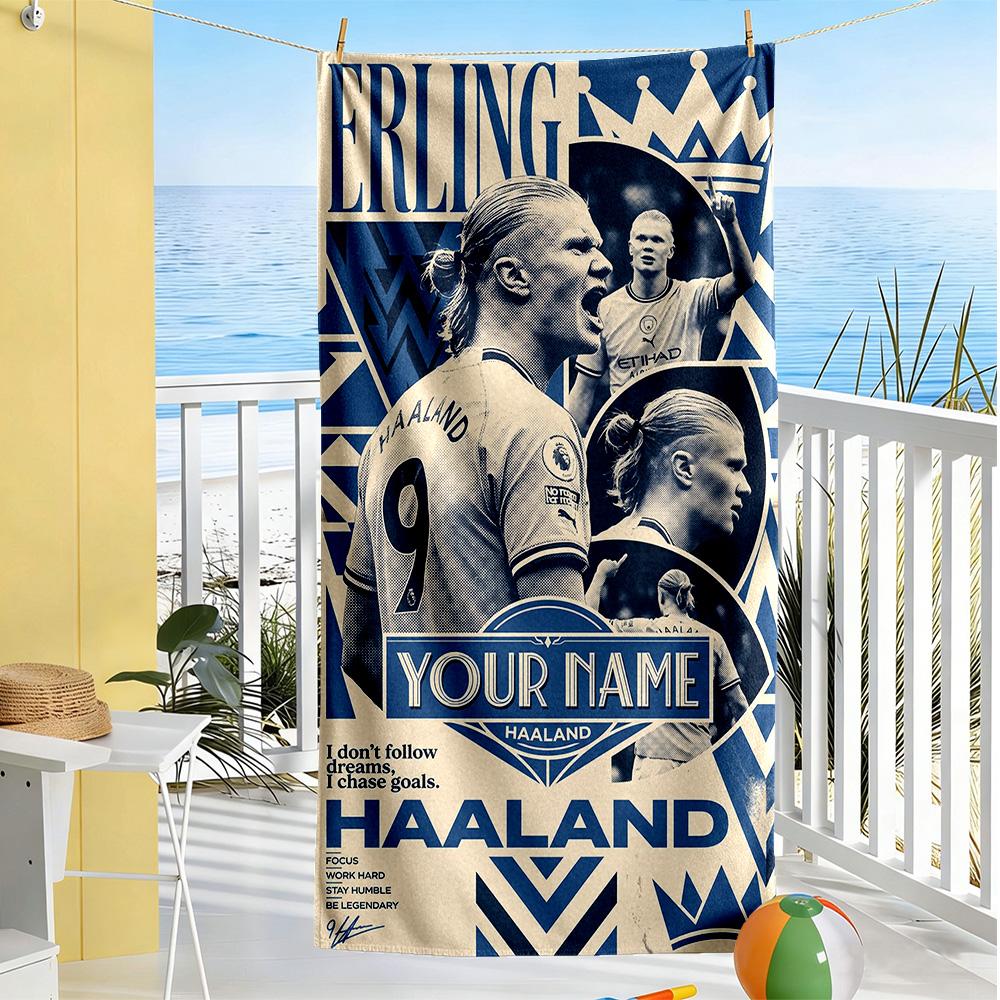 Haaland Personalized Name Beach Towel Quickdry Soft Microfiber