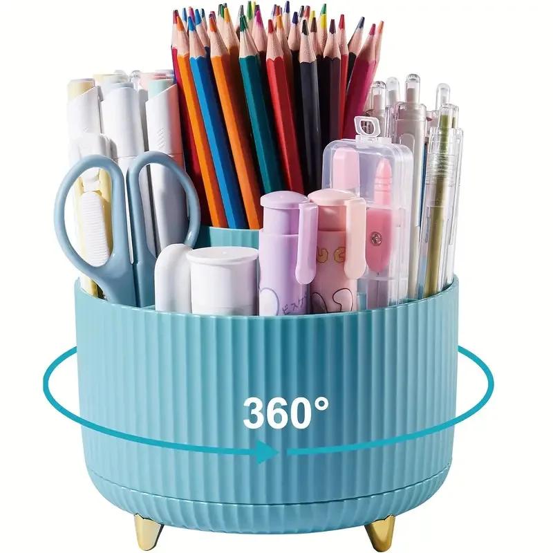 Multi-functional Large-capacity Desktop Rotating Pencil Storage Box Shelf Desktop Pencil Case Pencil Holder Student Supplies