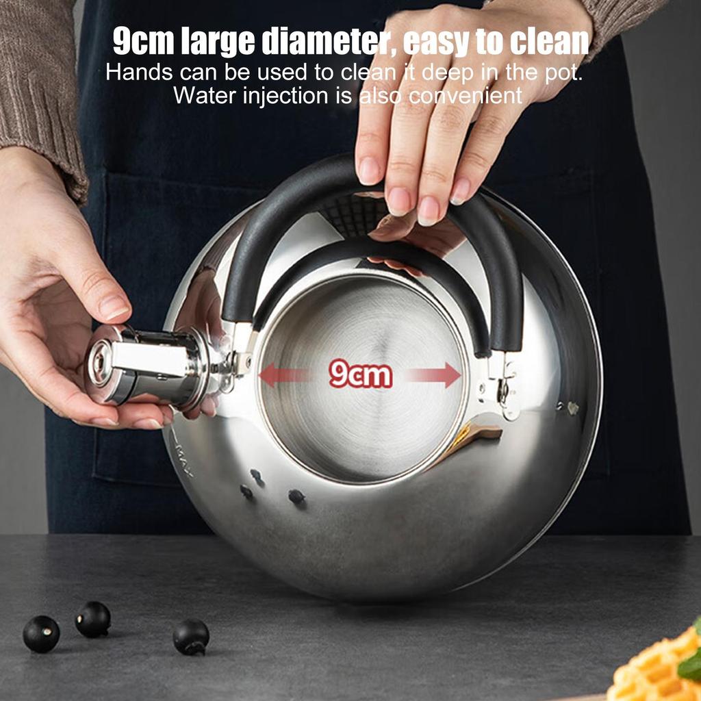 Stainless Steel Kettle Stove Top Kettle 3L Whistling Boiling Water Teapot With Handle For Home Kitchen Induction Stovetops