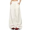 WTEMPO White Wide Leg Denim Pants, Women's High Waisted Loose Oversized Pants