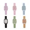 Damen Silikon Uhr Quadratisches Zifferblatt Strass Minimalistisch Kleid Quarz Armbanduhr Uhr für Freizeit Formell Büro Party