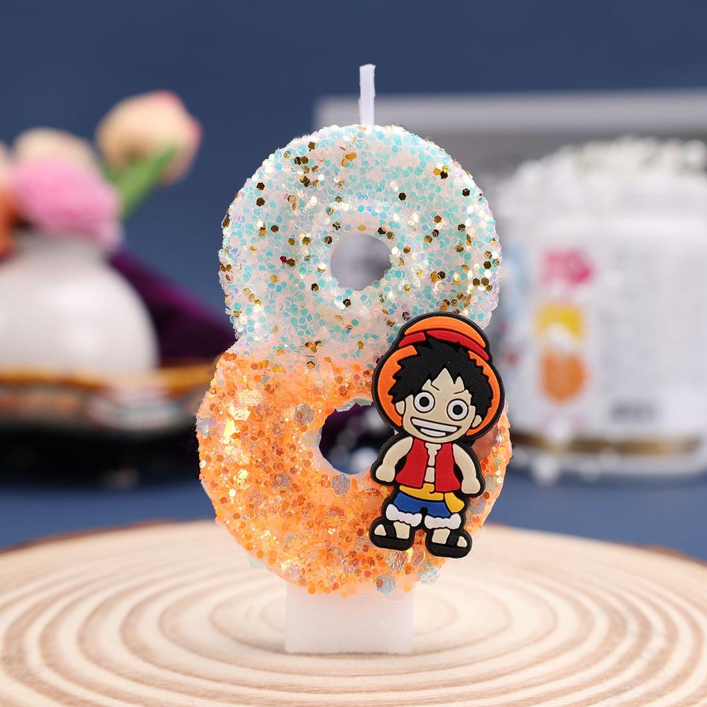 One Piece Digital Candle 0-9 - Double Color Cartoon Beads Birthday Party Decorative Cake Candle Accessories Gift