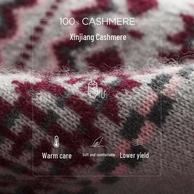 Kemengboka 2025 Fall/Winter Women's Retro Fair Isle Cashmere Knit Sweater