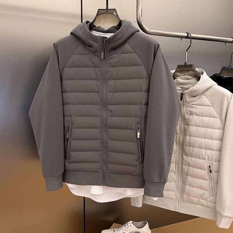 Herren Herbst/Winter Baumwolljacke - Lässiger Patchwork-Cardigan-Hoodie, lockere Passform für Paare.