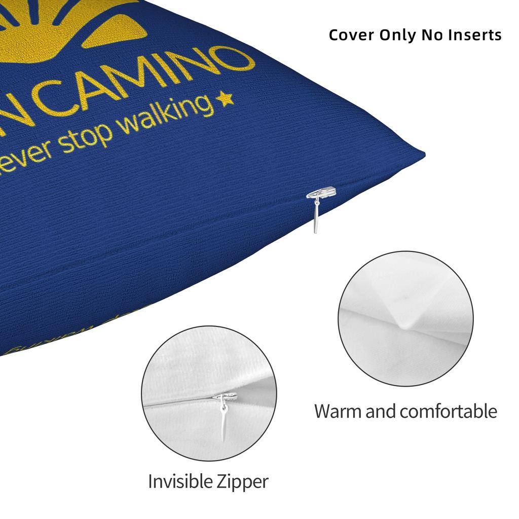 Buen Camino De Santiago Square Pillow Covers Polyester Seat Pilgrim Cushion Cover Funny Decor Throw Pillow Case 40*40