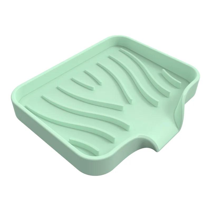 Soft Silicone Soap Holder Easy To Clean Soap Tray Free Punch Drain Rack Anti-slip Sink Tray  for Shower Bathroom Kitchen Tool