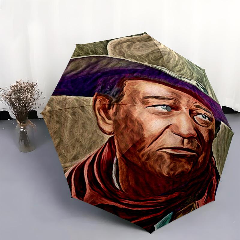 1pc celebrity Umbrella Portable Folding Umbrella Iron Frame Hole Bone Structure Outdoor Home Umbrella