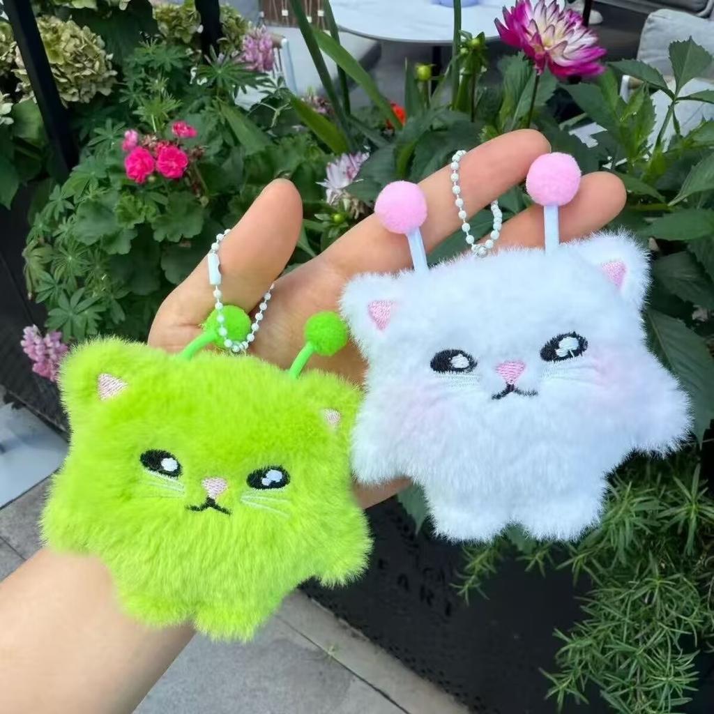 1/5Pc Cute Alien Cat Plush Keychain Kawaii Fluffy Cat Doll Pendant Backpack Ornament Stuffed Animal Keyring Girls Gift