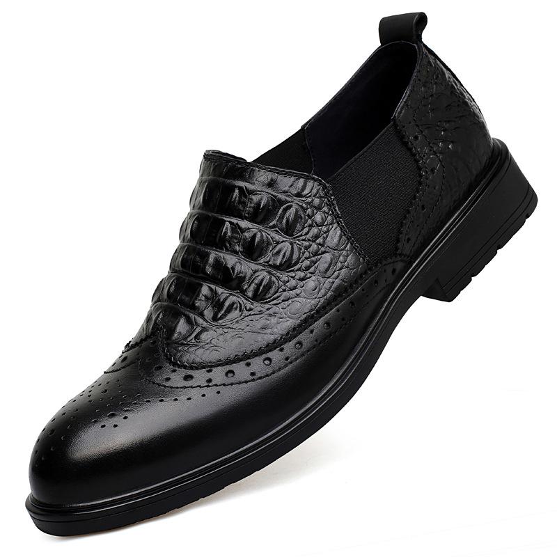 

Туфли из крокодиловой кожи мужские деловые блочные резные мужские туфли повседневные на одной педали осенние для жениха свадебные туфли 45