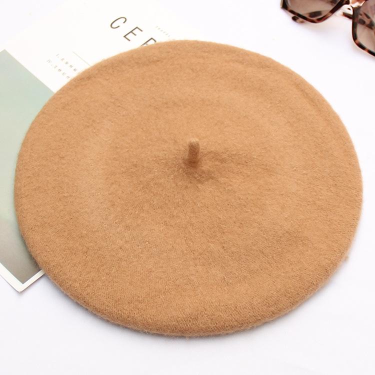 Autumn And Winter Women'S Solid Color Light Board Wool Woolen Beret Retro Simple Fashion Painter Hat Bud Hat