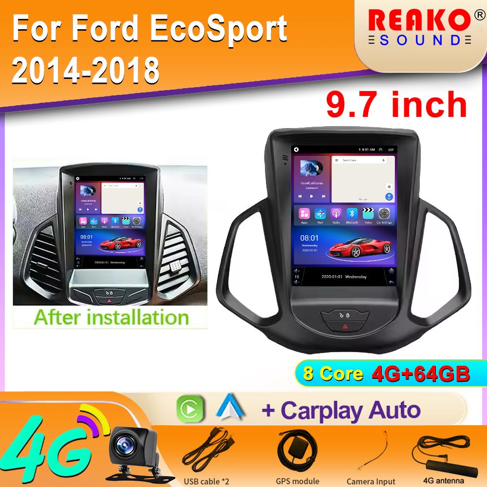 For Ford EcoSport 2014-2018  IPS Screen Multimedia Player Head Unit Car Radio Android Auto Carplay GPS Navigation 2din DVD