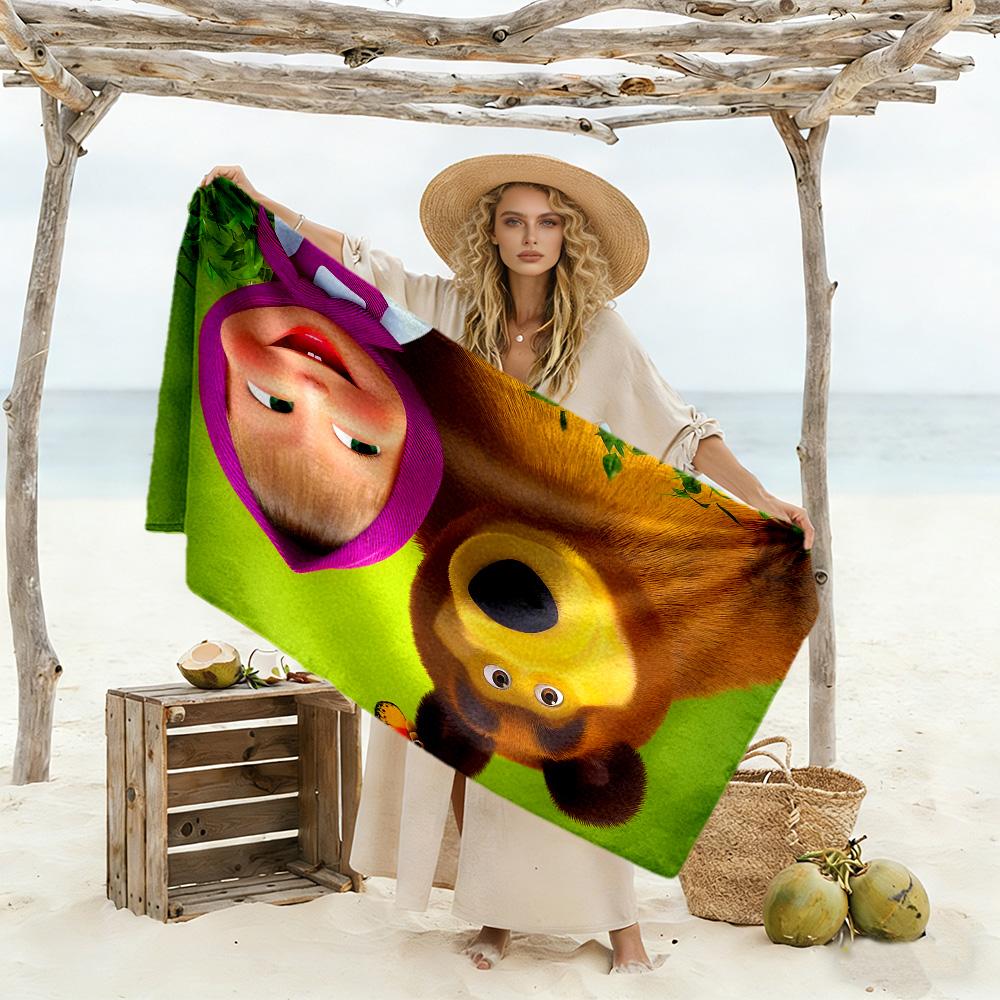 Masha And Bear Adventure Beach Towel Soft Durable Quick-Dry Comfortable Lightweight