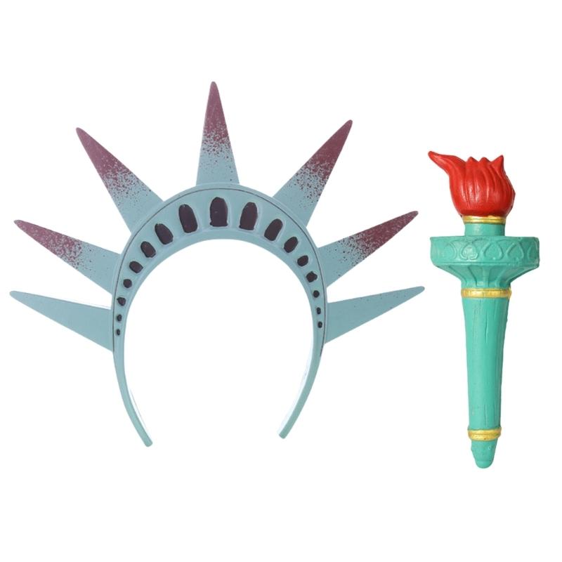 Statue of Liberty Torch Headband Novelty Hairhoop for Carnivals Party and Independence Day Cosplay Costume Accessories