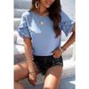 Women's Summer Solid Color Polka Dot Round Neck Short-sleeved Top for Women Shirt