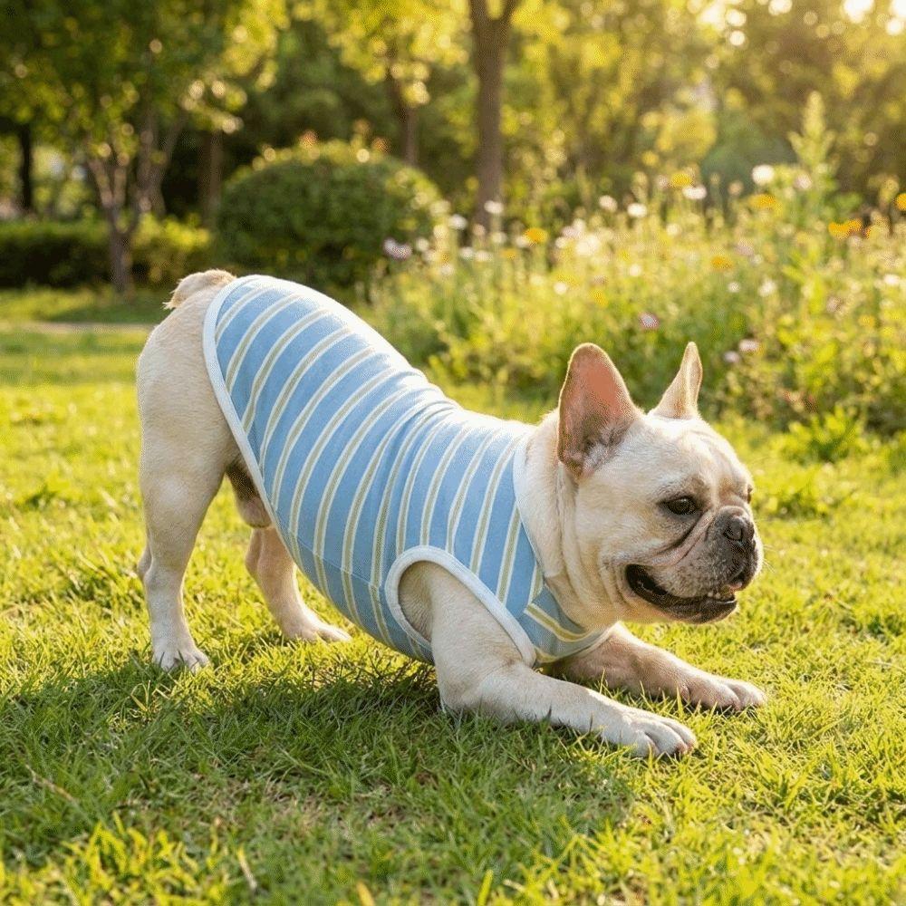 Soft Dog Cooling Vest Round Neck Dog Sunscreen Vest Fashion Pet Striped T-Shirt Home Clothes