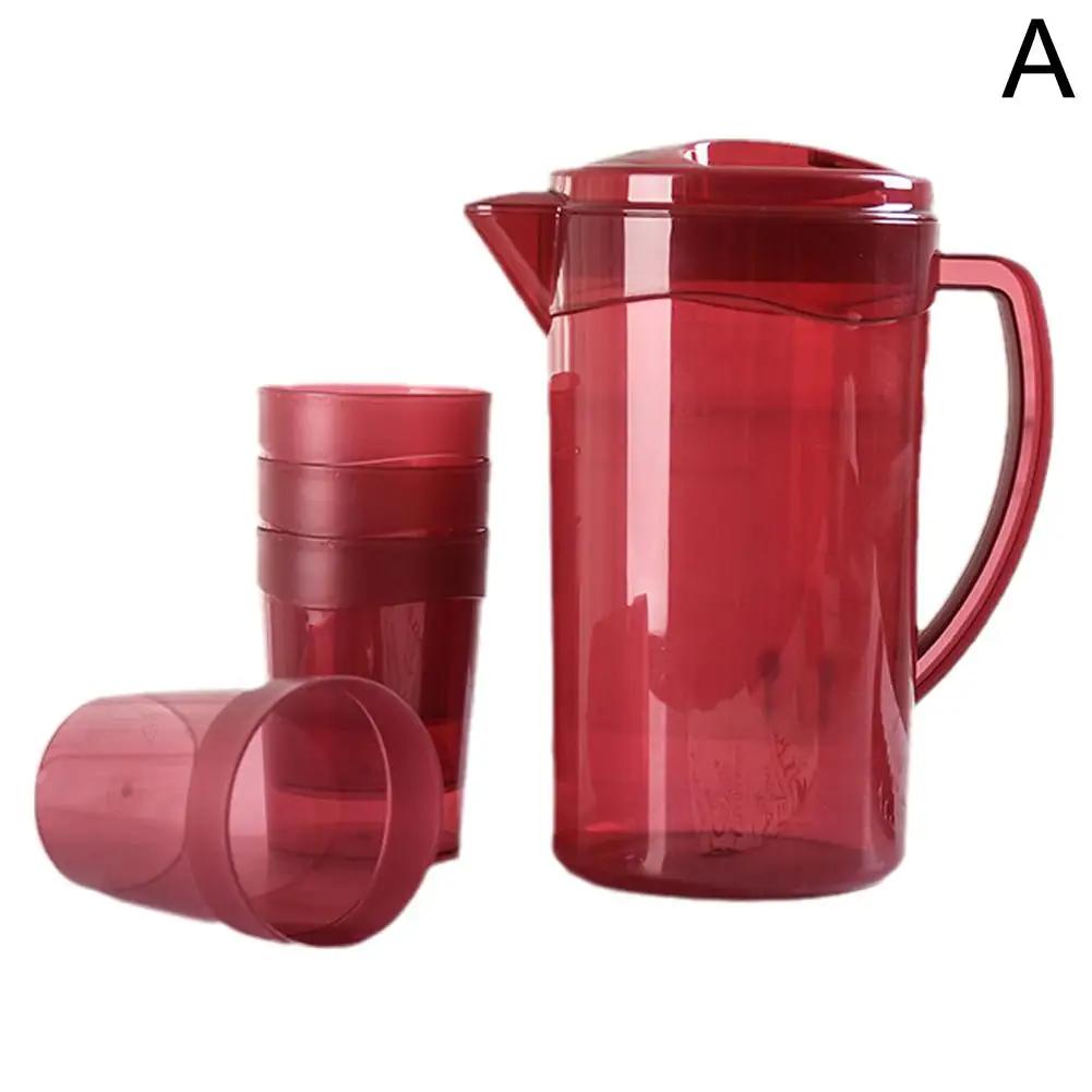 

Бутылка для воды большой емкости 1,5 л с градуированным кувшином на 4 чашки, термостойкая домашняя вода, прозрачные молочные принадлежности, кофе A8B8 красный